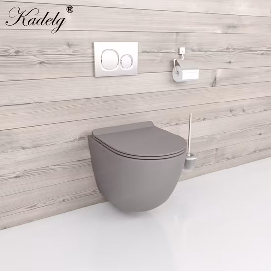 Banheiro portátil inteligente com design de moda, banheiro preto fosco pendurado na parede P Trap